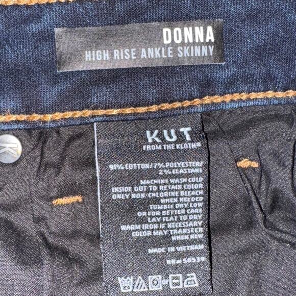 Kut from the Kloth jeans Donna high rise ankle skinny blue denim stretch Sz 4 - Picture 9 of 11